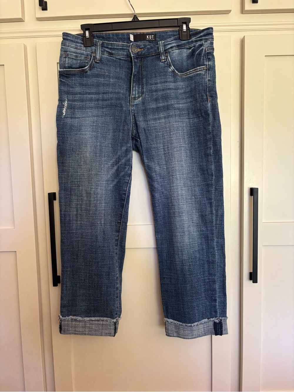 KUT from the Kloth Amy Straight Crop Denim Mid Rise Jeans Size 10